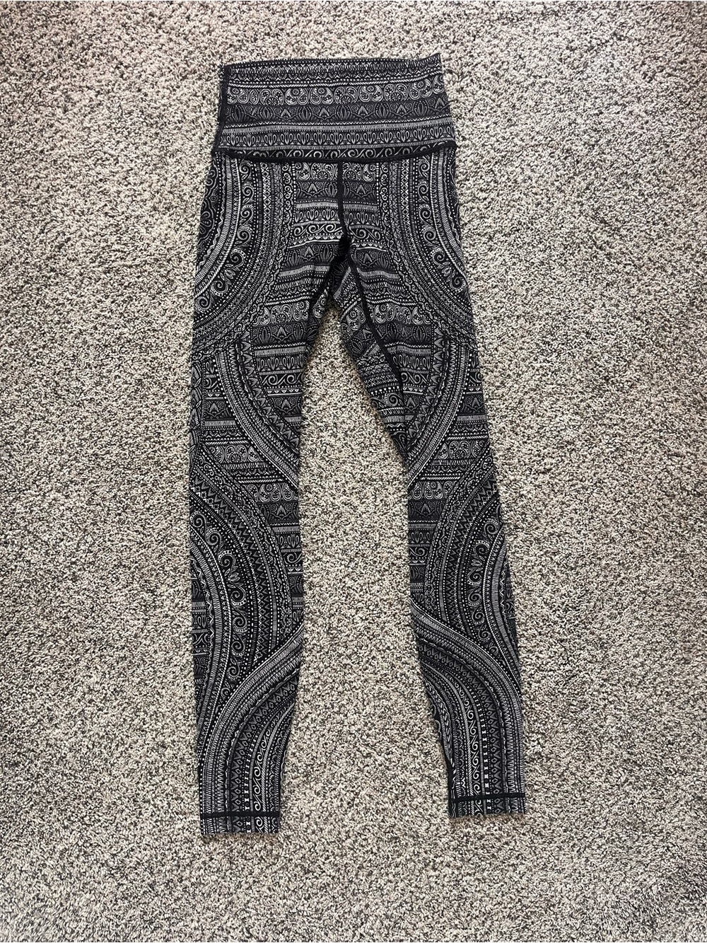 lululemon athletica Wunder Under High Rise Leggings Entwined Ice Grey Black Sz 4